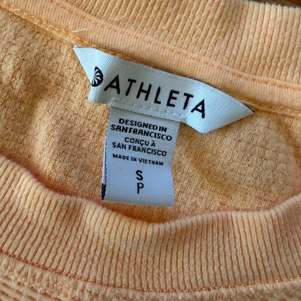 Athleta Women's Peach Orange Waffle Knit Thermal Pullover Sweatshirt Size Small - Picture 5 of 11